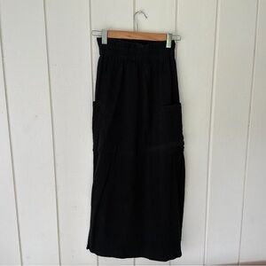 Bahhgoose Black Flowy Maxi Skirt- pockets + side slits